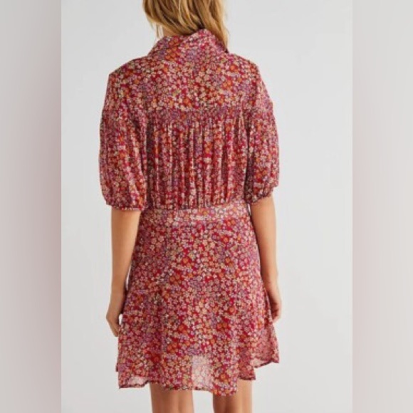 Free People Bonnie floral red orange print mini dress 37769 - Picture 14 of 14